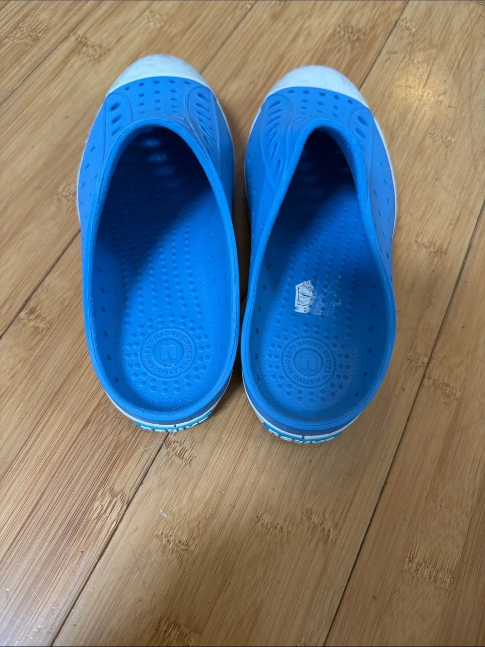 Native Kids Slip-On Water Shoes in Bright Blue with White Toe C13